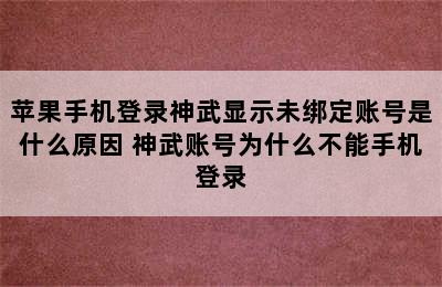 苹果手机登录神武显示未绑定账号是什么原因 神武账号为什么不能手机登录